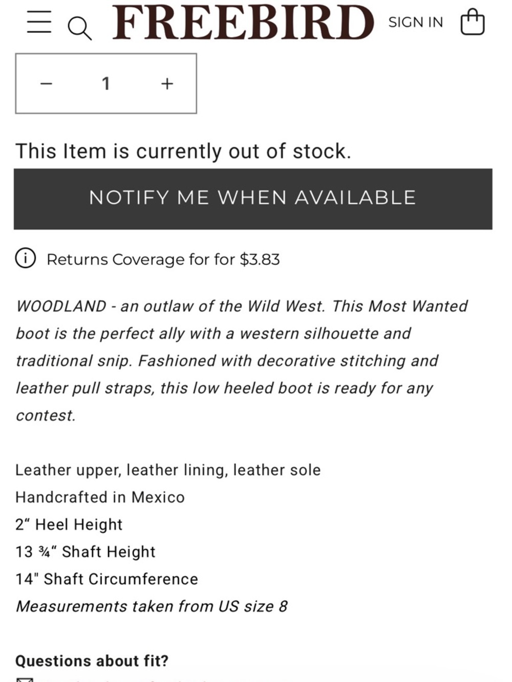 freebird tan embroidered leather Western boot - Picture 8 of 8